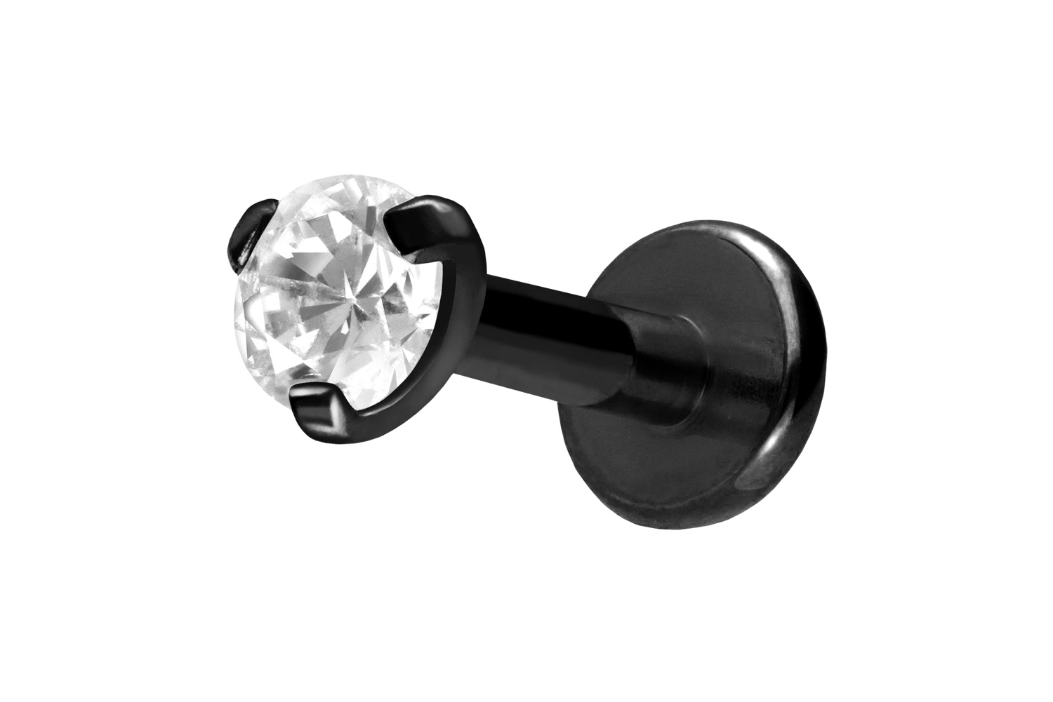 Titan Labret Piercing mit Innengewinde EINGEFASSTER KRISTALL